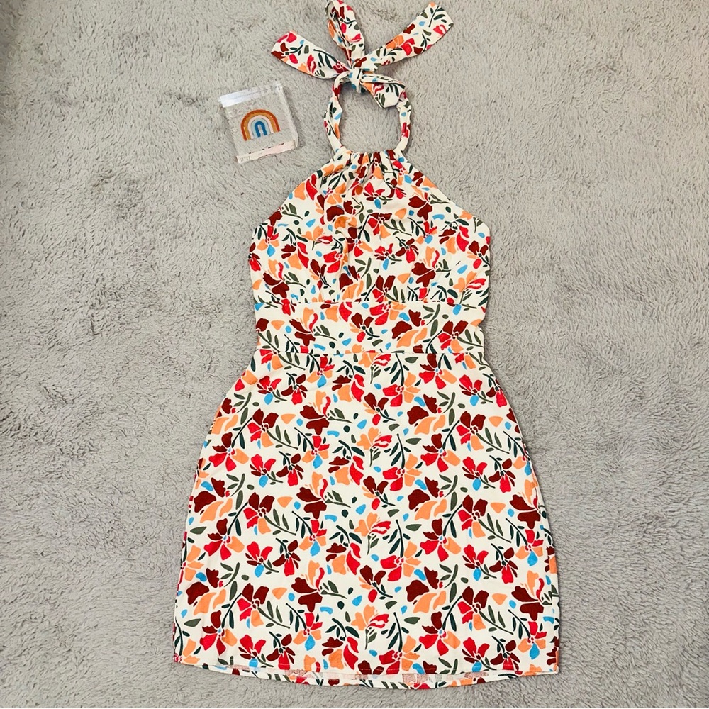 Francesca's Collections Red and Orange Halter Sundress